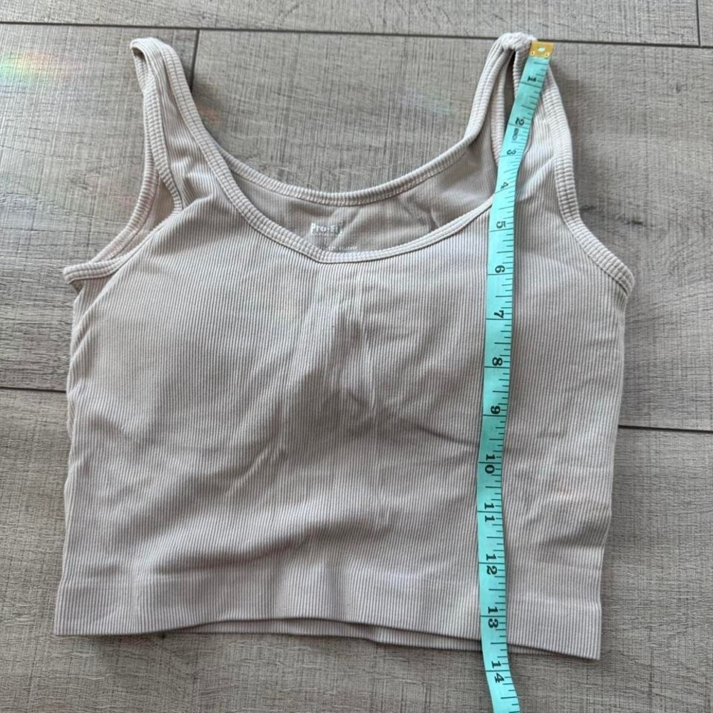 Beige Seamless Ribbed Crop Tank Top - fits S/M - Picture 5 of 5